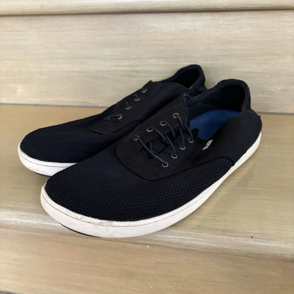 Olukai Nohea Moku Shoes Mens Size 9.5 US Black Slip-On Loafers Sneakers 10283